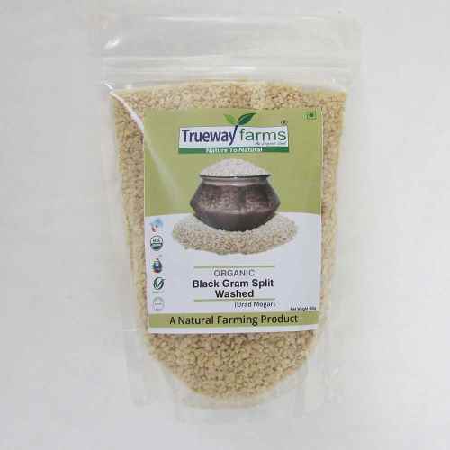 Trueway farms Organic Urad Mogar, organic black gram split washed, urad dhuli dal, urad dal, buy urad dal, organic urad dal, urad dal retailer, grocery store, urad dal split white, organic product, organic white urad dal