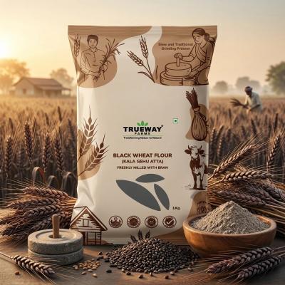 Trueway Organic Farms Black Wheat Flour (kala Gehu Atta) 1 Kg | Freshly Milled Wheat Flour With Bran | Premium Black Wheat Atta For Roti, Paratha & Daily Cooking