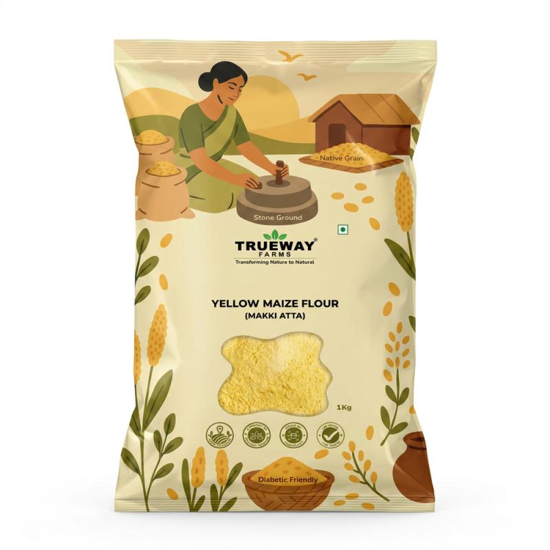Trueway Farms Organic Organic Maize Flour (makka Atta) 1kg | Gluten-free Corn Flour Powder/atta | 100% Natural & Chemical-free For Healthy Cooking & Baking