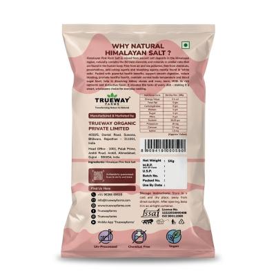 Trueway Farms Himalayan Rock Pink Salt, 1kg Pouch, Premium Sendha Namak, With Natural Trace Minerals, Low Sodium, Crystal Salt