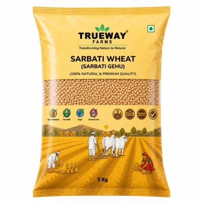 Trueway Farms Sarbati Wheat (sarbati Gehu) 5 Kg | Premium Quality Whole Wheat Grain | Sarbati Wheat For Atta, Flour & Daily Cooking