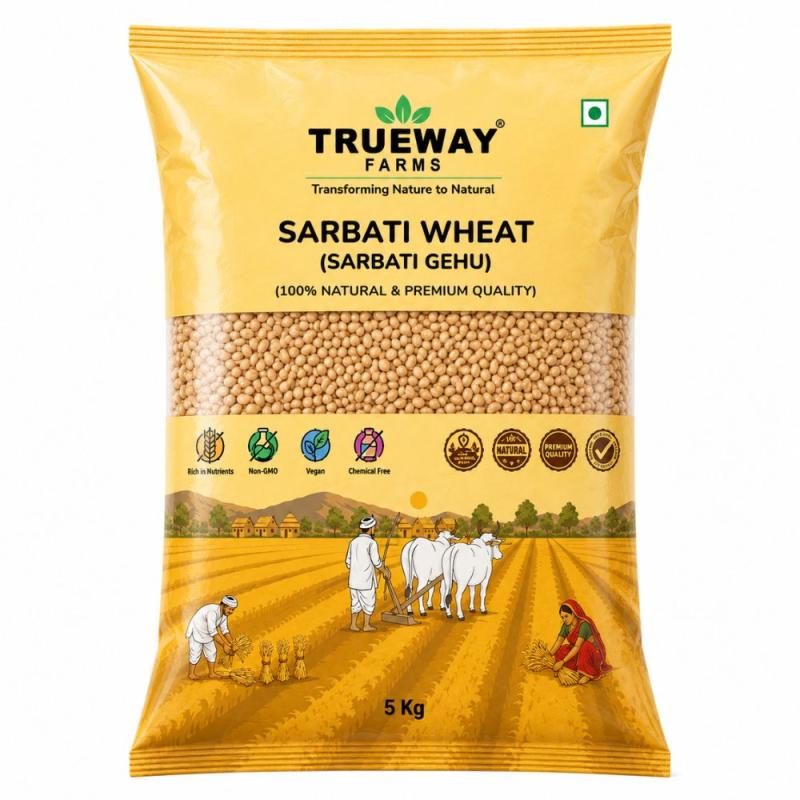 Trueway Farms Sarbati Wheat (sarbati Gehu) 5 Kg | Premium Quality Whole Wheat Grain | Sarbati Wheat For Atta, Flour & Daily Cooking