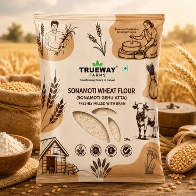 Sonamoti Wheat Flour (sonamoti Gehu Atta) 1 Kg | Freshly Milled Wheat Flour With Bran | Traditional Grinding Process