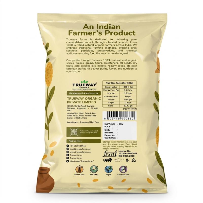 Browntop Millet Flour (choti Kangni Atta) 1 Kg | Stone Ground Millet Flour | Freshly Milled Native Grain Flour