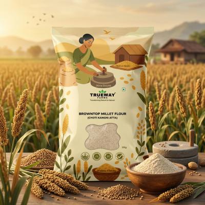 Trueway Farms Organic Pre-soaked Browntop Millet Flour, Korale, Andu Korralu, Gluten Free, Unpolished, High Fibre Flour 1kg