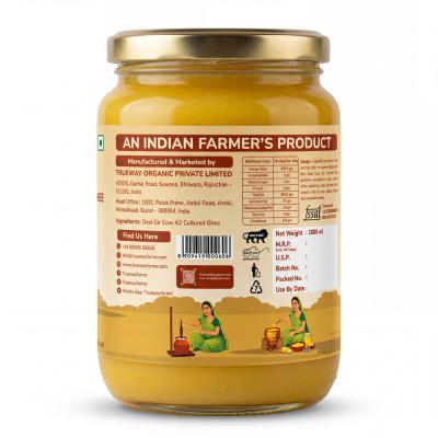 Truewau Farms Organic A2 Gir Cow Ghee (500 Ml) | Traditional Bilona Method A2 Cow Ghee | Grassfed, Pure And Healthy Desi Cow Ghee (glass Bottle - 500 Ml)