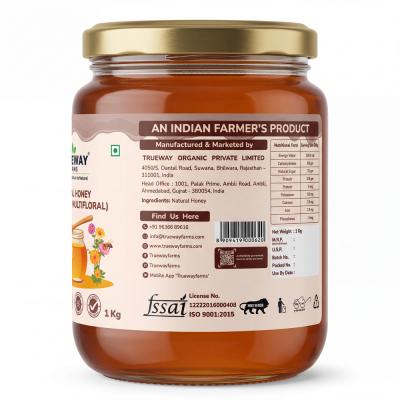 Trueway Farms Organic Pure Honey | Guaranteed Pure & Natural | Sourced From Sunderbans And Other Forests | Rich In Antioxidant | German Lab Tested | 500+ Quality Tests | No Added Sugar, 1kg