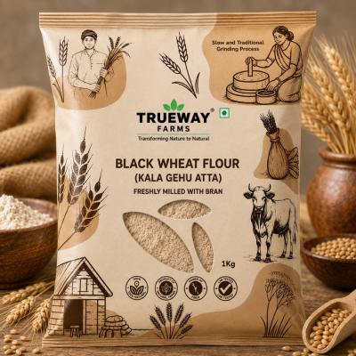 Trueway Organic Farms Black Wheat Flour (kala Gehu Atta) 1 Kg | Freshly Milled Wheat Flour With Bran | Premium Black Wheat Atta For Roti, Paratha & Daily Cooking